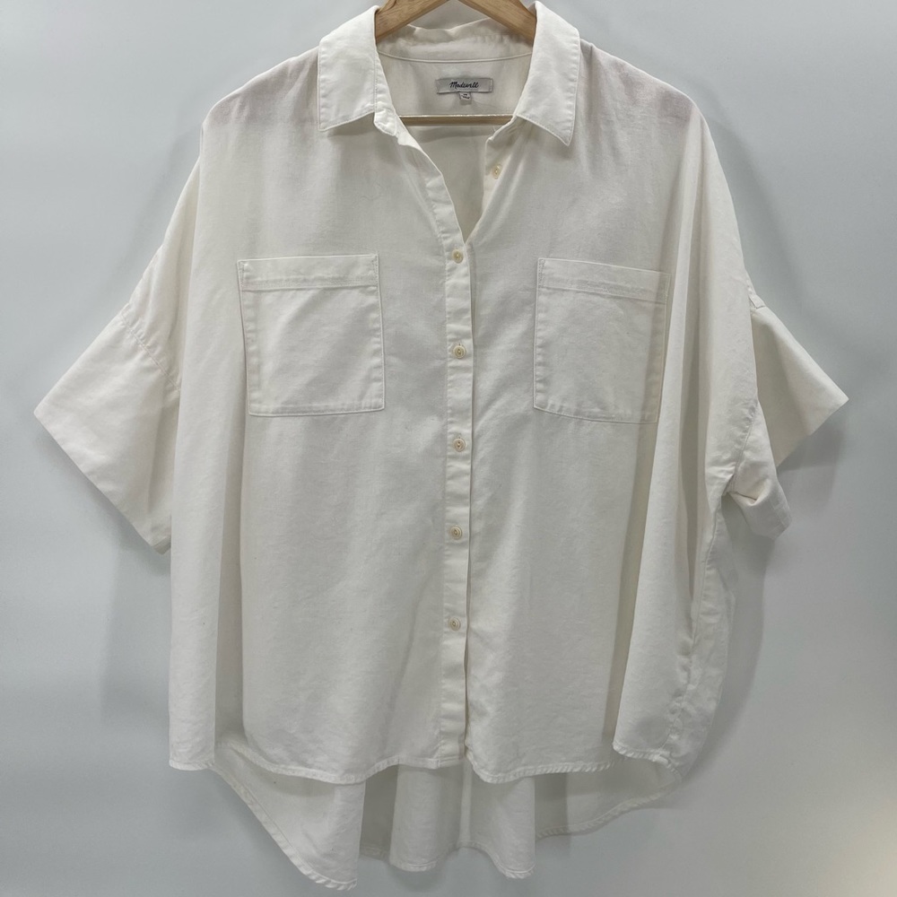 Madewell Courier White Button Down Cotton Twill
Minimalist Boxy Top Shirt 2X
